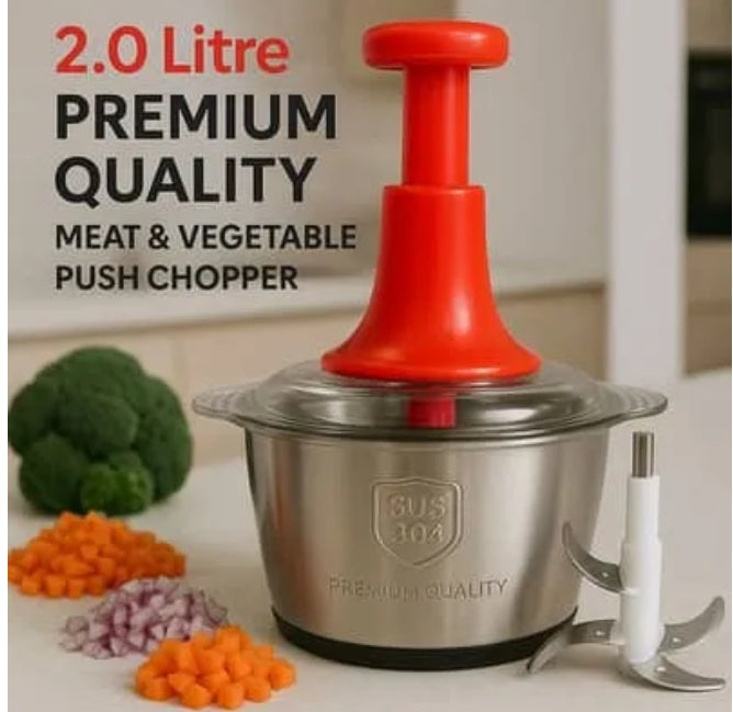 Premium 2.0L Stainless Steel Push Chopper