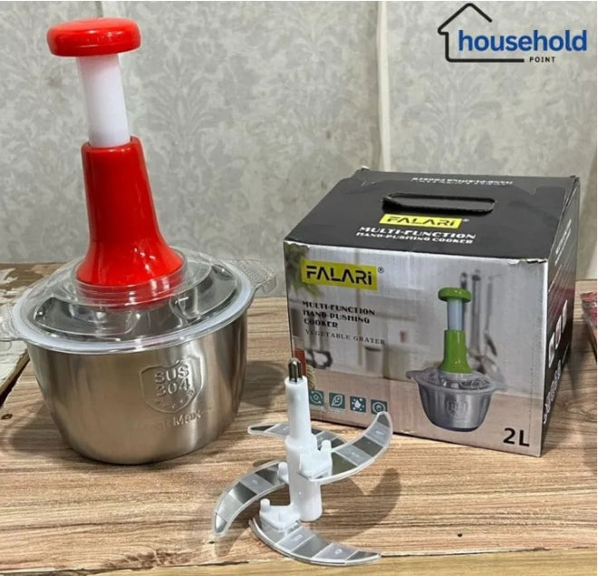 Premium 2.0L Stainless Steel Push Chopper